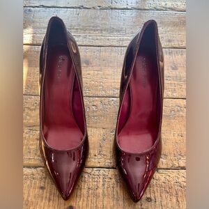 Marc Fisher Burgundy Patent Pointed-Toe Pumps